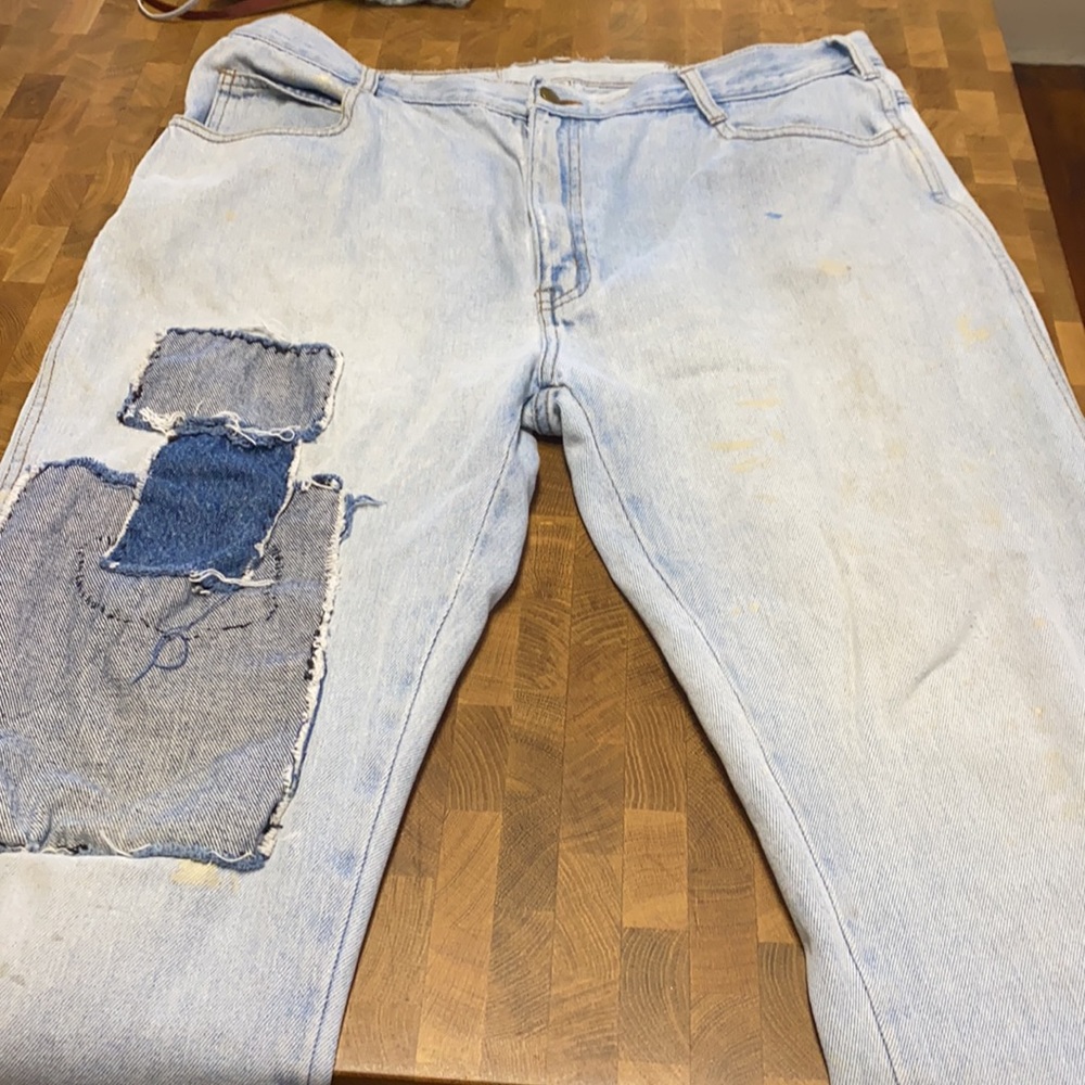 Vintage patchwork diamond doublet jeans